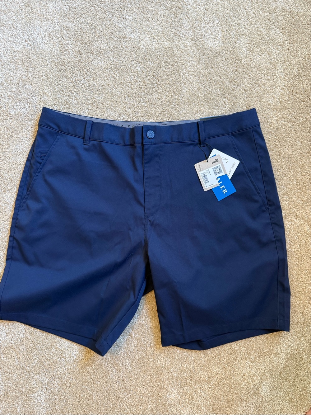 Puma Men's Dark Blue Flat Front Athletic Shorts